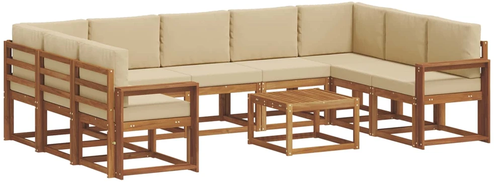 Lauko sofos komplektas 10 vnt. 9 vietos Natūralus ir bežinis