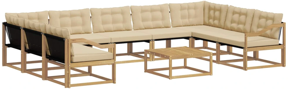 Lauko sofos komplektas 10 vnt. Balta ir kreminė