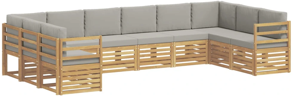 Lauko sofos komplektas 10 vnt. Balta ir šviesiai pilka