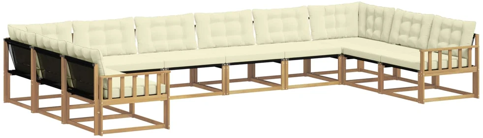 Lauko sofos komplektas 10 vnt. Balta ir kreminė