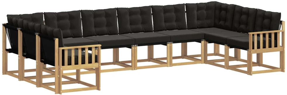 Lauko sofos komplektas 10 vnt. Balta ir juoda