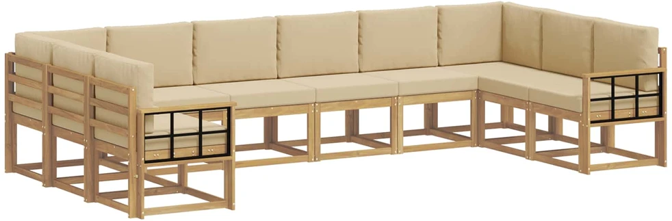 Lauko sofos komplektas 10 vnt. Balta ir kreminė