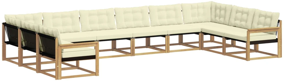 Lauko sofos komplektas 10 vnt. Balta ir kreminė
