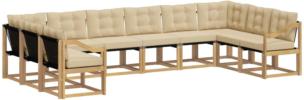 Lauko sofos komplektas 10 vnt. Balta ir kreminė