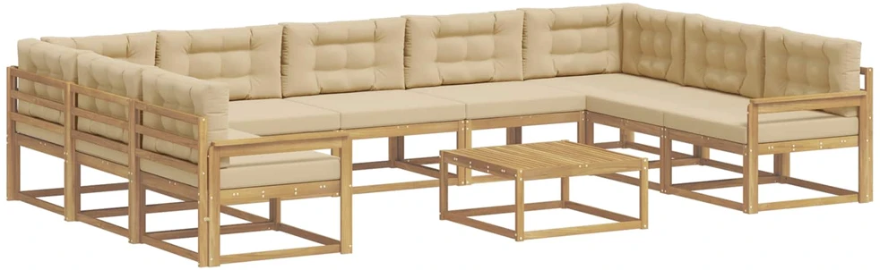 Lauko sofos komplektas 10 vnt. Balta ir kreminė