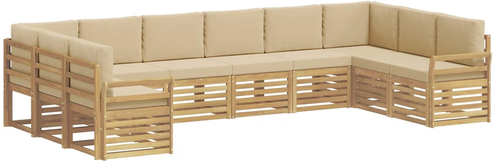 Lauko sofos komplektas 10 vnt. 10 vietos Balta ir kreminė