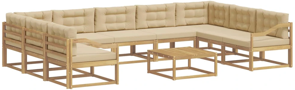 Lauko sofos komplektas 10 vnt. Balta ir kreminė