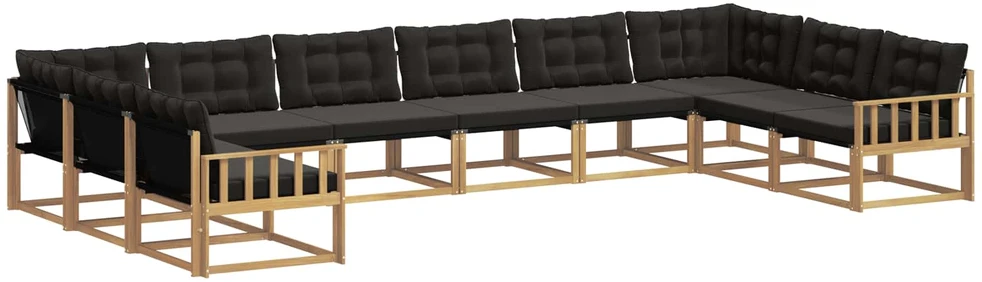 Lauko sofos komplektas 10 vnt. Balta ir juoda