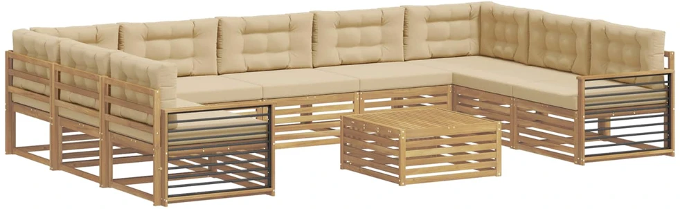 Lauko sofos komplektas 10 vnt. Balta ir kreminė