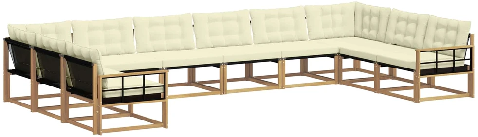Lauko sofos komplektas 10 vnt. 10 vietos Balta ir kreminė