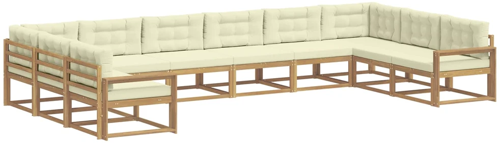 Lauko sofos komplektas 10 vnt. Balta ir kreminė