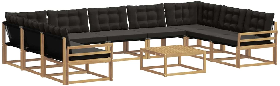 Lauko sofos komplektas 10 vnt. Balta ir juoda