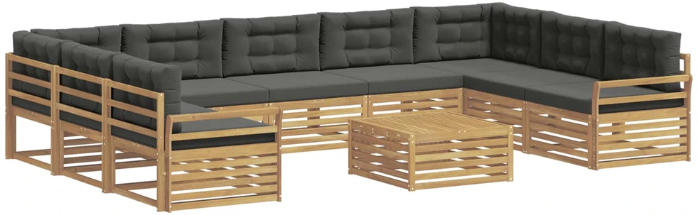 Lauko sofos komplektas 10 vnt. Balta ir antracito