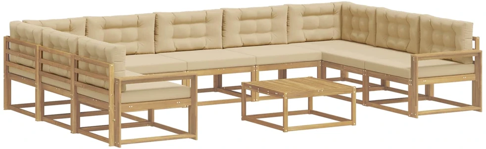 Lauko sofos komplektas 10 vnt. Balta ir kreminė