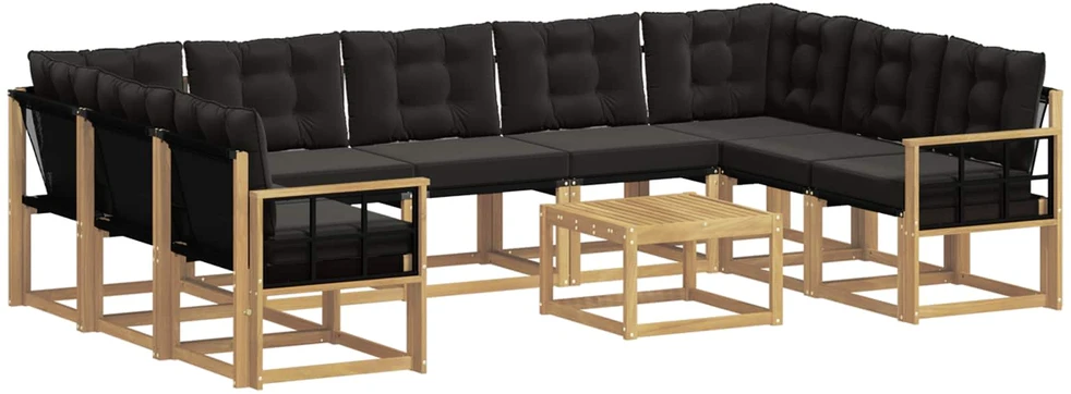 Lauko sofos komplektas 10 vnt. Balta ir juoda