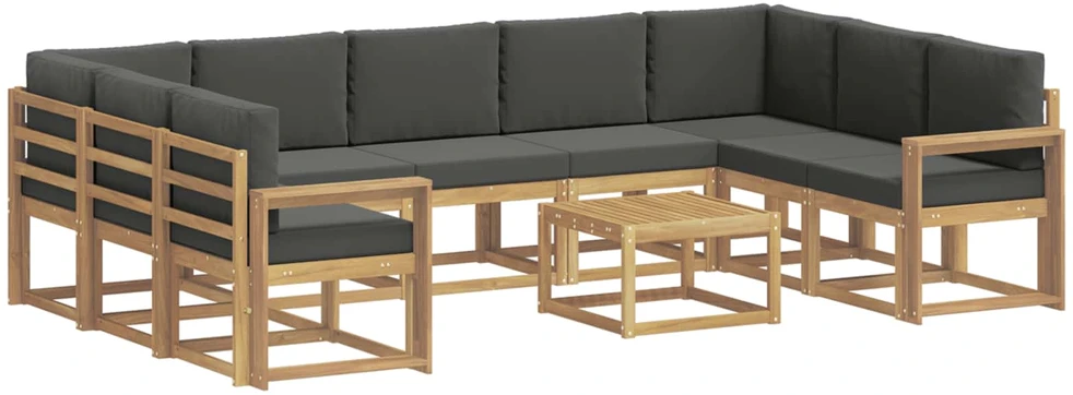 Lauko sofos komplektas 10 vnt. 9 vietos Balta ir antracito