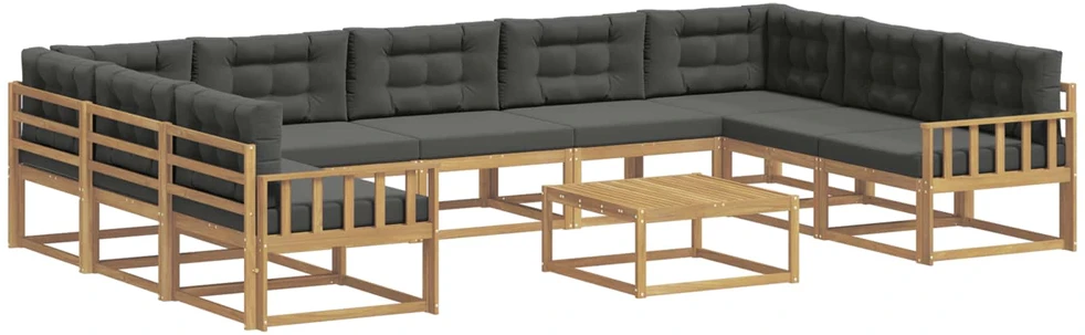 Lauko sofos komplektas 10 vnt. 9 vietos Balta ir antracito
