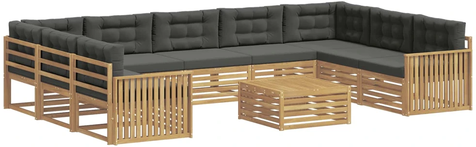 Lauko sofos komplektas 10 vnt. 9 vietos Balta ir antracito