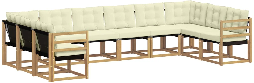 Lauko sofos komplektas 10 vnt. Balta ir kreminė
