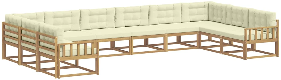 Lauko sofos komplektas 10 vnt. Balta ir kreminė