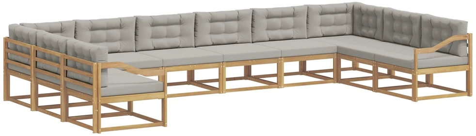 Lauko sofos komplektas 10 vnt. Balta ir šviesiai pilka
