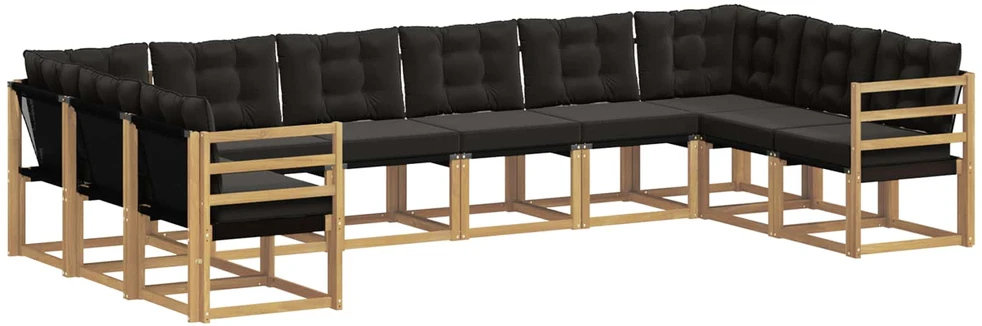 Lauko sofos komplektas 10 vnt. Balta ir juoda