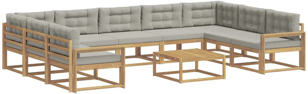 Lauko sofos komplektas 10 vnt. 9 vietos Balta ir šviesiai pilka