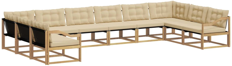 Lauko sofos komplektas 10 vnt. Balta ir kreminė