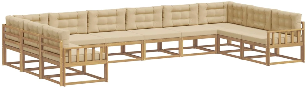 Lauko sofos komplektas 10 vnt. Balta ir kreminė