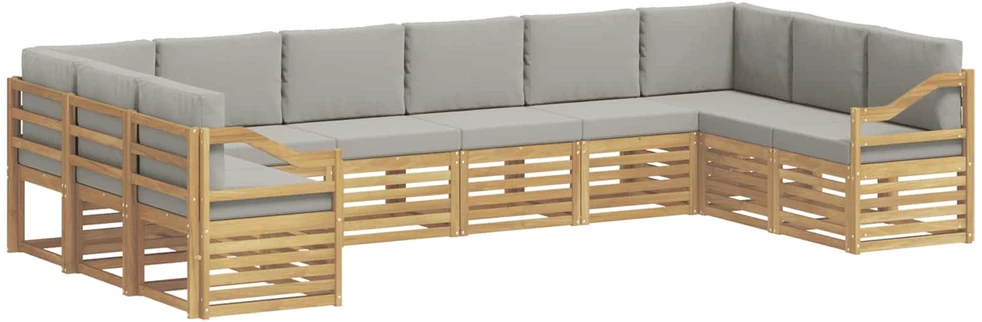 Lauko sofos komplektas 10 vnt. Balta ir šviesiai pilka