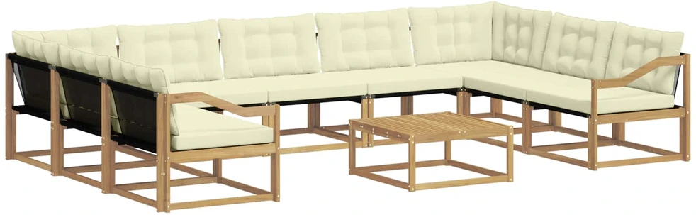 Lauko sofos komplektas 10 vnt. 9 vietos Balta ir kreminė