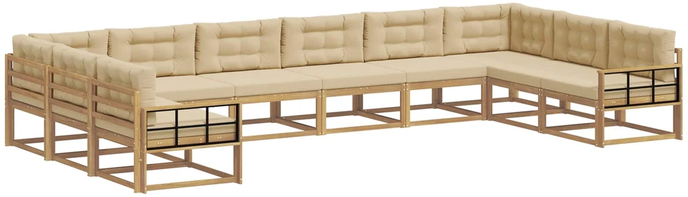 Lauko sofos komplektas 10 vnt. Balta ir kreminė