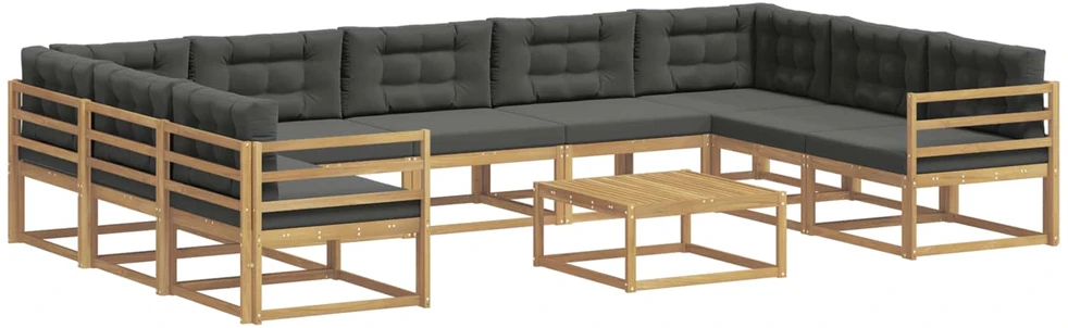 Lauko sofos komplektas 10 vnt. 9 vietos Balta ir antracito
