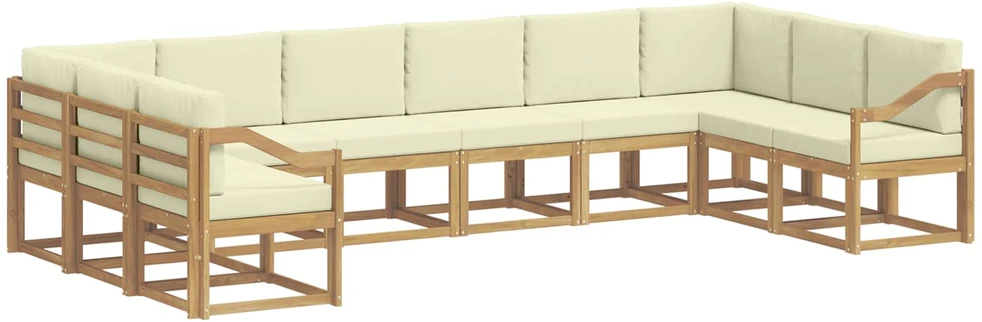 Lauko sofos komplektas 10 vnt. Balta ir kreminė