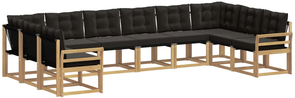 Lauko sofos komplektas 10 vnt. Balta ir juoda