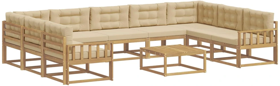 Lauko sofos komplektas 10 vnt. Balta ir kreminė