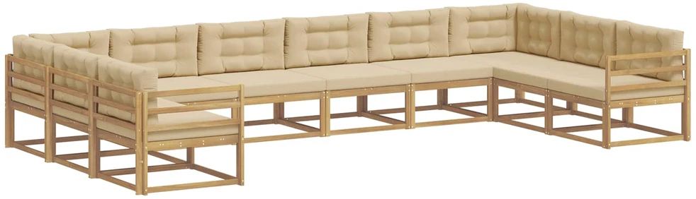 Lauko sofos komplektas 10 vnt. Balta ir kreminė
