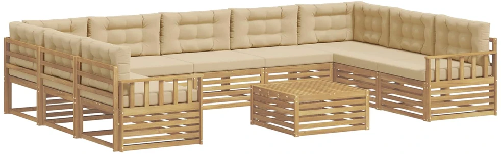 Lauko sofos komplektas 10 vnt. Balta ir kreminė