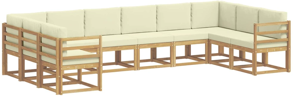 Lauko sofos komplektas 10 vnt. Balta ir kreminė