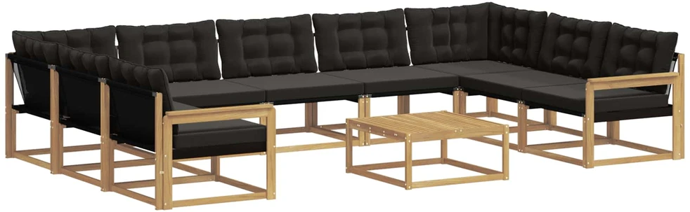 Lauko sofos komplektas 10 vnt. Balta ir juoda