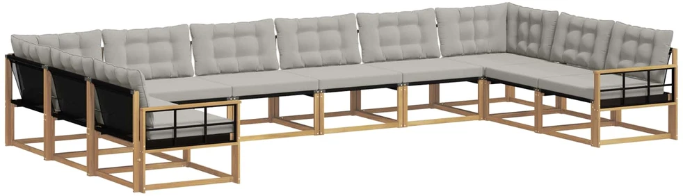 Lauko sofos komplektas 10 vnt. Balta ir šviesiai pilka