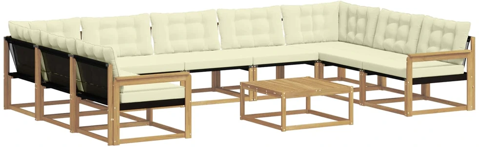 Lauko sofos komplektas 10 vnt. 9 vietos Balta ir kreminė