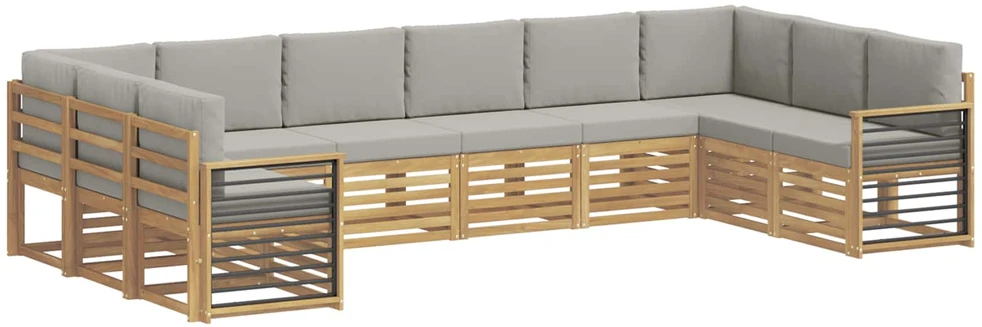Lauko sofos komplektas 10 vnt. Balta ir šviesiai pilka
