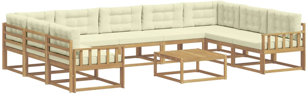 Lauko sofos komplektas 10 vnt. Balta ir kreminė