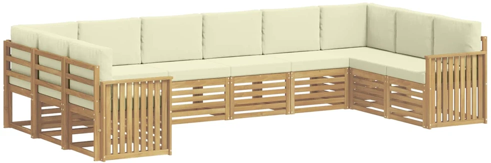 Lauko sofos komplektas 10 vnt. 10 vietos Balta ir kreminė