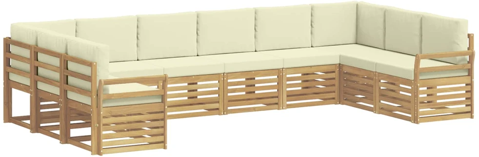 Lauko sofos komplektas 10 vnt. 10 vietos Balta ir kreminė