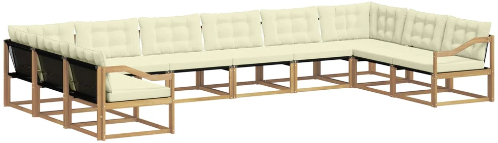 Lauko sofos komplektas 10 vnt. Balta ir kreminė