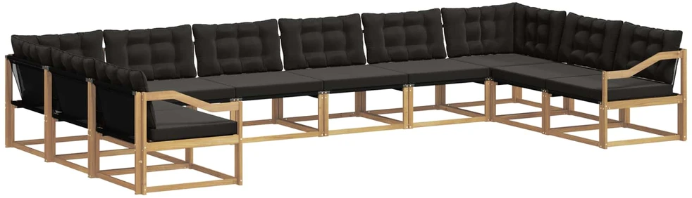 Lauko sofos komplektas 10 vnt. Balta ir juoda
