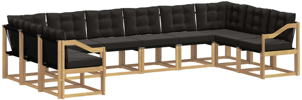 Lauko sofos komplektas 10 vnt. Balta ir juoda