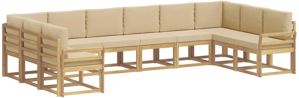 Lauko sofos komplektas 10 vnt. Balta ir kreminė